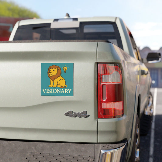 Visionary Lion Car Magnet-For Thinkers, Innovators, and Those Who See Beyond the Horizon