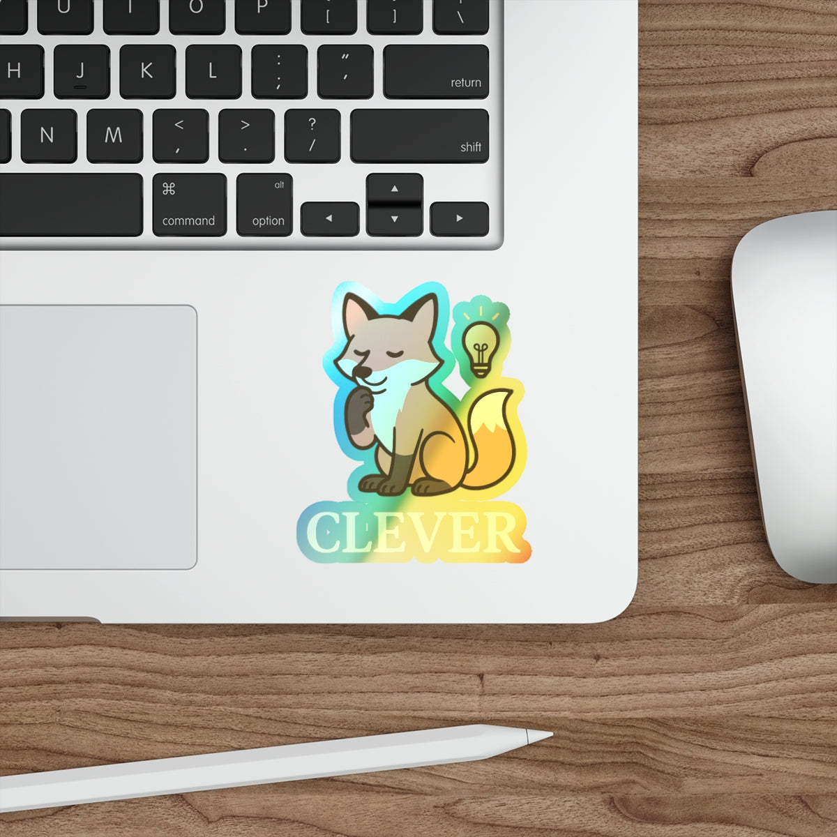 Clever Fox- For Minds That Shine Brighter (Vinyl Holographic Sticker)