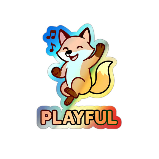 Playful Fox-A Burst of Joy for Every Surface (Vinyl Holographic Sticker)