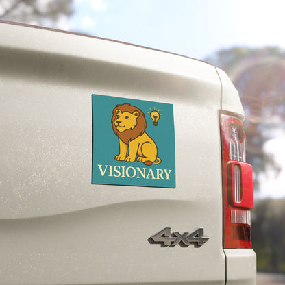 Visionary Lion Car Magnet-For Thinkers, Innovators, and Those Who See Beyond the Horizon