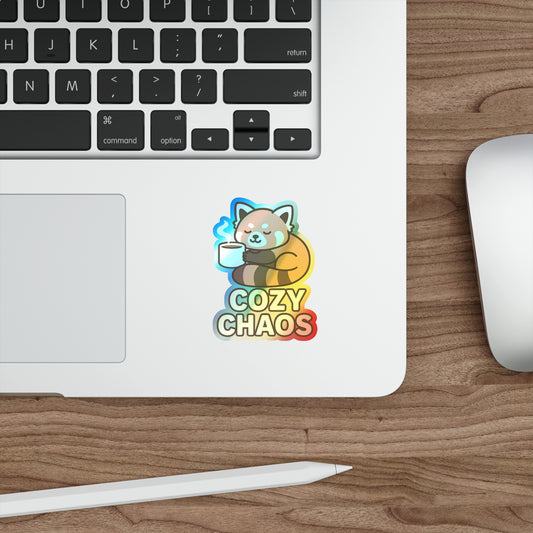 Cozy Chaos Holographic Die-Cut Stickers – Fun, Colorful Decals for Laptops, Water Bottles, Skateboards and More!