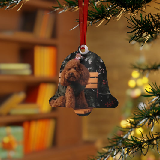 Bell Metal Ornament — Christmas Dog Photo Ornament (Personalizable Holiday Pet Keepsake)
