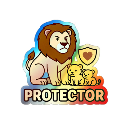 Protector Lion  – Symbol of Strength & Loyalty (Holographic Vinyl Sticker)