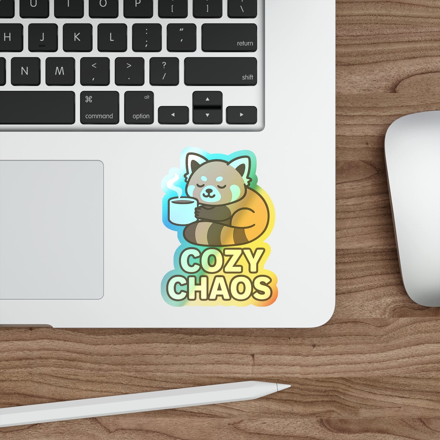 Cozy Chaos Holographic Die-Cut Stickers – Fun, Colorful Decals for Laptops, Water Bottles, Skateboards and More!