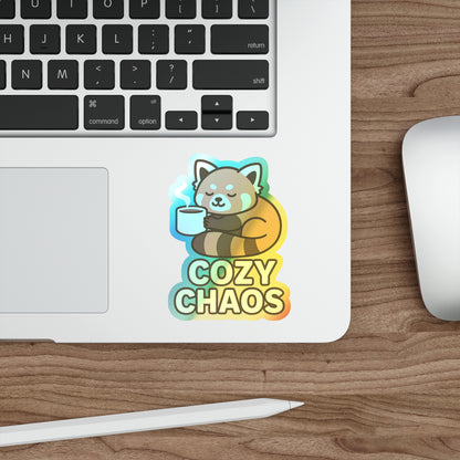 Cozy Chaos Holographic Die-Cut Stickers – Fun, Colorful Decals for Laptops, Water Bottles, Skateboards and More!