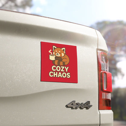 Cozy Chaos Red Panda Car Magnet — For the Dreamers and Caffeine Lovers (Whimsical Gift for the Comfortably Chaotic)